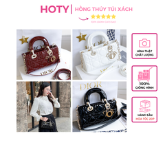 Túi Di Lady Ngang Djoy Da Bóng Khóa Vàng Size 22cm Có 2 hộp