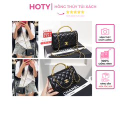 Túi X Quai Sắt Đính Ngọc Da Lì Khóa Vàng Size 20cm 2 Hộp
