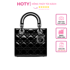 Túi Di Lady Da Bóng Khóa Đen Size 20cm Dây To Bảng 2 Hộp