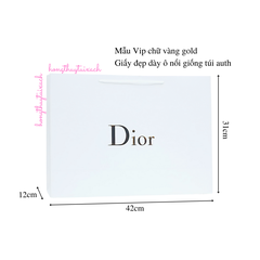 Túi Giấy Di Trắng Chữ Vàng Ô Nổi Size Lớn 42cm
