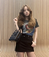 Túi Di Lady Da Bóng Khóa Đen Size 20cm Dây To Bảng 2 Hộp