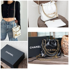 Túi X C22 Hobo Da Lì Khóa Vàng Size 20cm 1 Hộp