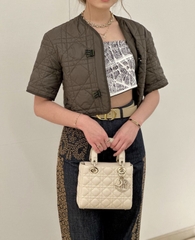 Túi Di Lady Da Lì Khóa Vàng Size 20cm Có 2 Hộp