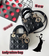 Túi Dior Lady Da Lì Khóa Vàng Size 12cm Có 2 hộp