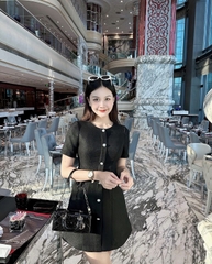 Túi Di Lady Ngang Djoy Da Bóng Khóa Vàng Size 22cm Có 2 hộp