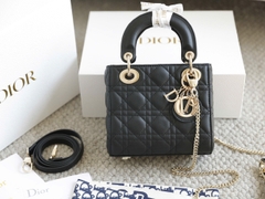 Túi Di Lady Da lì Khóa Vàng Size 17cm Ver2 F6677