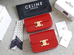 Túi Celine Triomphe Đỏ Khóa Vàng 2 Dáng
