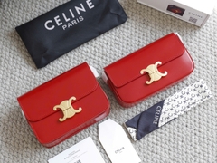 Túi Celine Triomphe Đỏ Khóa Vàng 2 Dáng