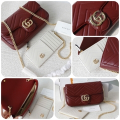 Túi xách G Đỏ da bò kèm ví Size 21cm Có 2 hộp