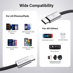 Cáp Sạc Nhanh Voltme Powerlink iVox Type-C to Type-C 100w, 120cm cap-sac-nhanh-voltme-powerlink-ivox-c-to-c-100w-120cm-bao-hanh-24-thang