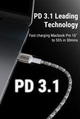 Cáp Sạc Nhanh Voltme PowerLink Pixel | Type-C to Type-C 240w, 120cm cap-sac-nhanh-voltme-powerlink-pixel-type-c-to-type-c-240w-voltmevietnam-mau-xam