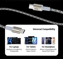 Cáp Sạc Nhanh Voltme PowerLink Pixel | Type-C to Type-C 240w, 120cm cap-sac-nhanh-voltme-powerlink-pixel-type-c-to-type-c-240w-voltmevietnam-mau-xam