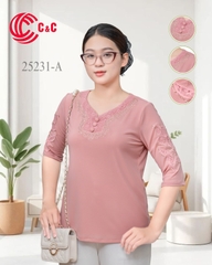 25231 - Cổ Tim Phối Ren Thêu Nổi Viền Đá