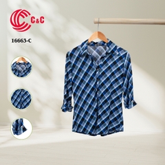 16663 - Tay Dài Vải Thun Họa Tiết Sọc Caro