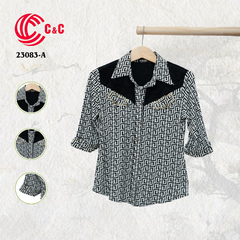 23083 - Họa Tiết Mê Cung Hình Học Trừu Tượng 4 Màu