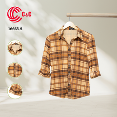 16663 - Tay Dài Vải Thun Họa Tiết Sọc Caro