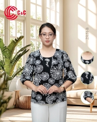 25151 - Áo Tay Lỡ Phồng Họa Tiết Hoa Bồ Công Anh