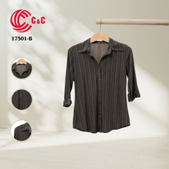 17501 - Vải Thun Họa Tiết Kẻ Sọc Nhỏ