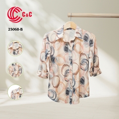 25068 - Vải Lưới Họa Tiết Vòng Tròn Cách Điệu 4 Màu