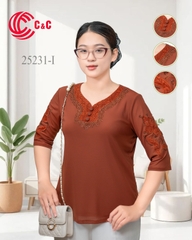 25231 - Cổ Tim Phối Ren Thêu Nổi Viền Đá