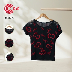 18117 - In Họa Tiết Vai Đắp Ren Ép Đá Đen Lấp Lánh Bo Lai Che Khuyết Điểm Vòng 2