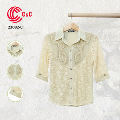 23082 - Vải Lưới Kim Tuyến Thêu Ren Phối Họa Tiết Đính Đá