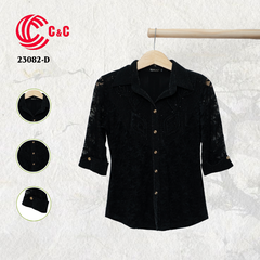 23082 - Vải Lưới Kim Tuyến Thêu Ren Phối Họa Tiết Đính Đá