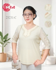 25231 - Cổ Tim Phối Ren Thêu Nổi Viền Đá