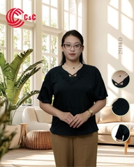 25114 - Áo Kiểu Hoa Thêu Cổ Chữ V Đan Dây Cách Điệu