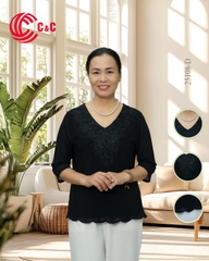 25108 - Cổ Tim Đắp Ren Thêu Họa Tiết Đính Hạt Đá Lớn Lấp Lánh