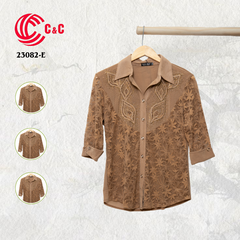 23082 - Vải Lưới Kim Tuyến Thêu Ren Phối Họa Tiết Đính Đá