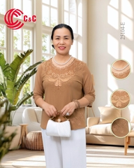 25104 - Cổ Tròn Đắp Ren Thêu Hoa Đính Đá Lộng Lẫy Sang Trọng