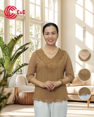 25108 - Cổ Tim Đắp Ren Thêu Họa Tiết Đính Hạt Đá Lớn Lấp Lánh