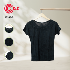 18100 - Họa Tiết Dập Nổi Hình Ngôi Sao Phối Lưới Mỏng Ép Đá Thủy Tinh