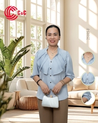 25105 - Sơ Mi Cổ Trụ Nhún Bèo Trẻ Trung Thanh Lịch Duyên Dáng