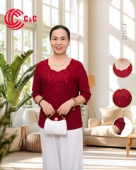 25107 - Cổ Đa Giác Đắp Ren Thêu Hoa Đăng Lá Đính Đá 9 Màu Độc Đáo