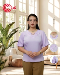 25114 - Áo Kiểu Hoa Thêu Cổ Chữ V Đan Dây Cách Điệu