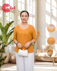 25107 - Cổ Đa Giác Đắp Ren Thêu Hoa Đăng Lá Đính Đá 9 Màu Độc Đáo