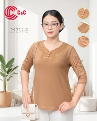 25231 - Cổ Tim Phối Ren Thêu Nổi Viền Đá