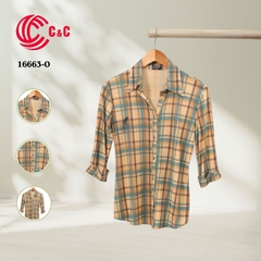 16663 - Tay Dài Vải Thun Họa Tiết Sọc Caro