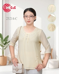 25214 - Cổ Áo Đắp Ren Đính Đá Tinh Xảo Duyên Dáng