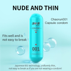 Bao Cao Su Drywell PU 001 Nude & Thin – Siêu Mỏng 001, Cảm Giác Chân Thật – Vỉ 3 Cái