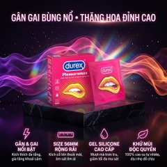 Bao cao su Durex Pleasuremax gân và điểm nổi hộp 3 chiếc