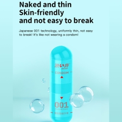 Bao Cao Su Drywell PU 001 Nude & Thin – Siêu Mỏng 001, Cảm Giác Chân Thật – Vỉ 3 Cái