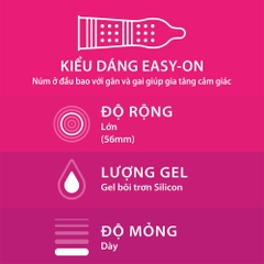 Bao cao su Durex Pleasuremax gân và điểm nổi hộp 3 chiếc