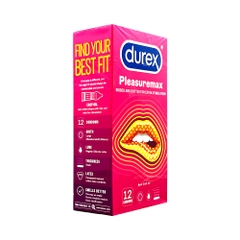 Bao cao su Durex Pleasuremax gân và điểm nổi hộp 12 chiếc