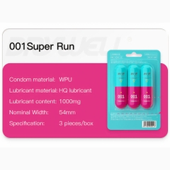 Bao cao su DryWell PU 001 Ultimate Lubrication – Siêu mỏng 001 siêu trơn mượt – Vỉ 3 viên