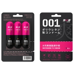 Bao cao su DryWell PU 001 Numbness Orgasm – Siêu mỏng 001 tăng cảm giác nữ – Vỉ 3 viên