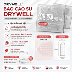 Bao cao su DryWell Naked Granule gân và điểm nổi hộp 6 chiếc