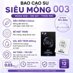 Bao cao su DryWell Ultra Thin 003 siêu mỏng hộp 12 chiếc